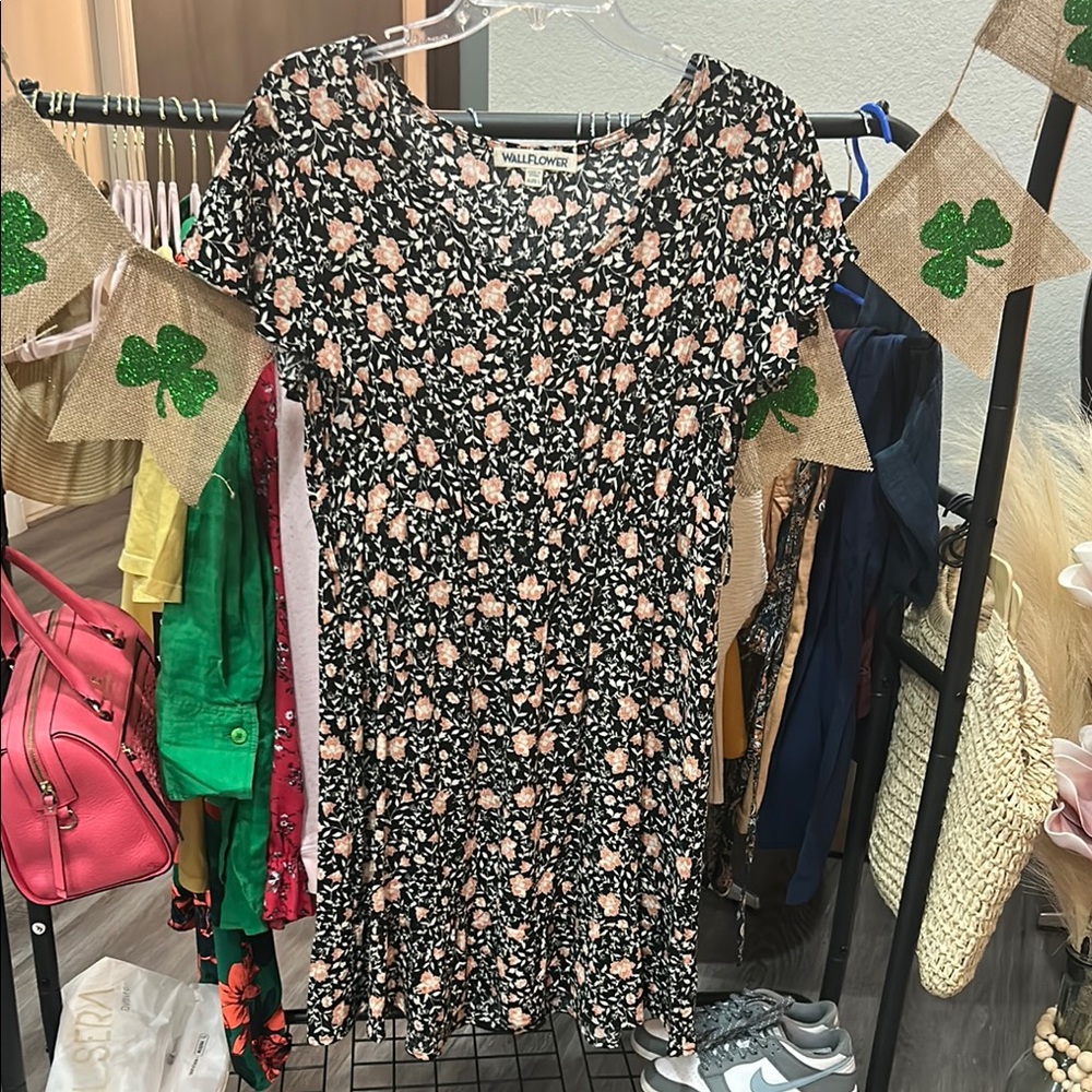 Black and Pink Floral Dress